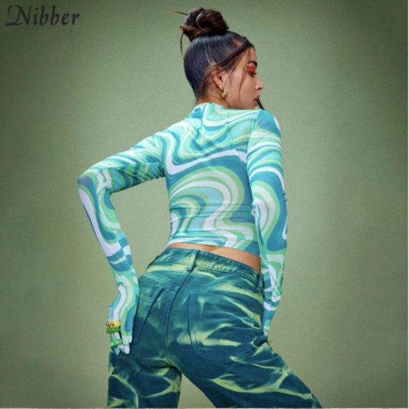 Blue Long Sleeve Gloved Crop Top 💙 - Picture 2 of 7